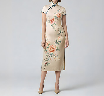 Beige Floral Qipao