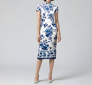 Blue Floral Qipao