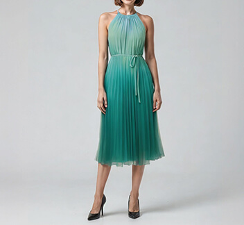 Pleated Green Dress